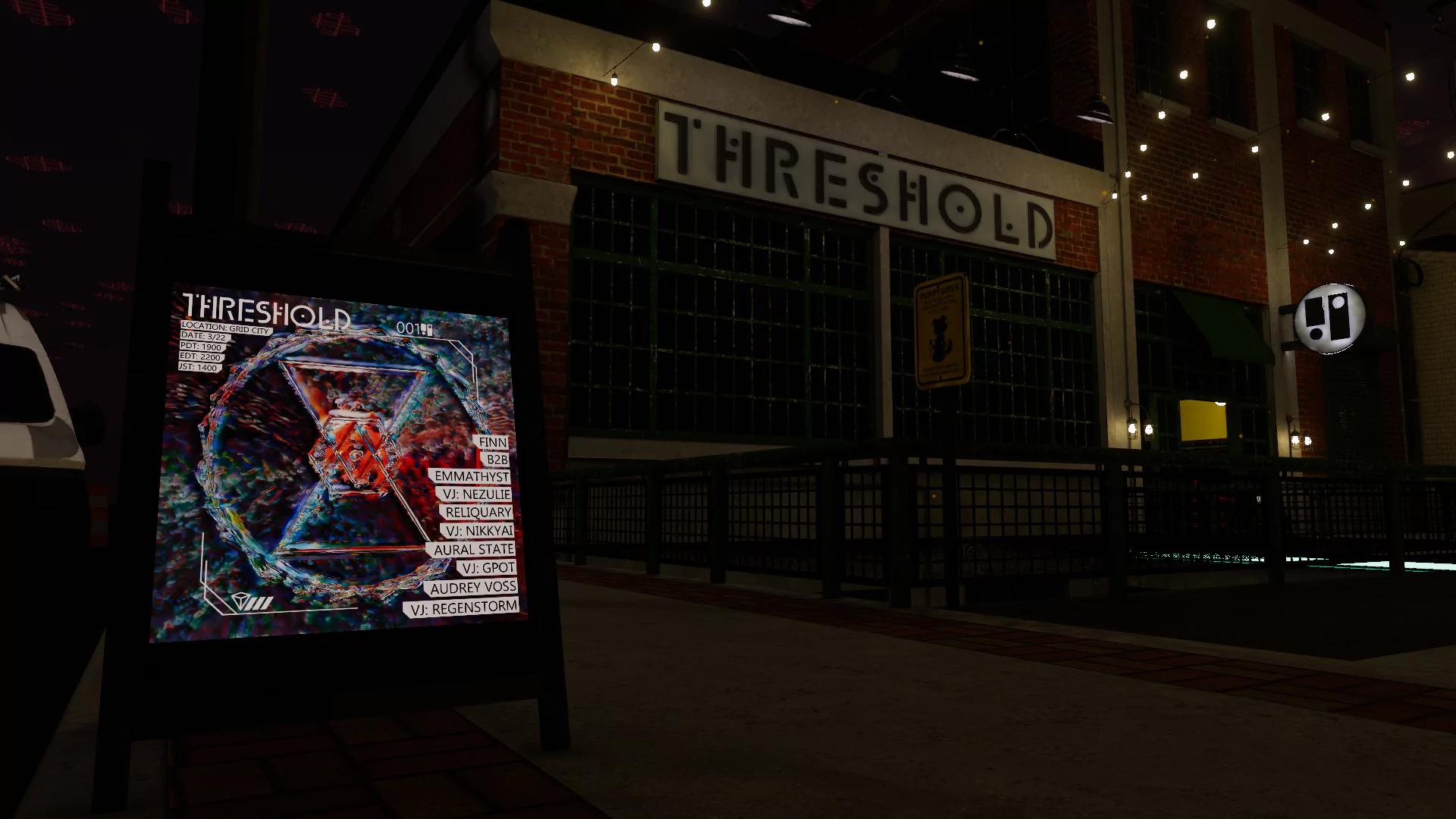 The Threshold Records venue at night